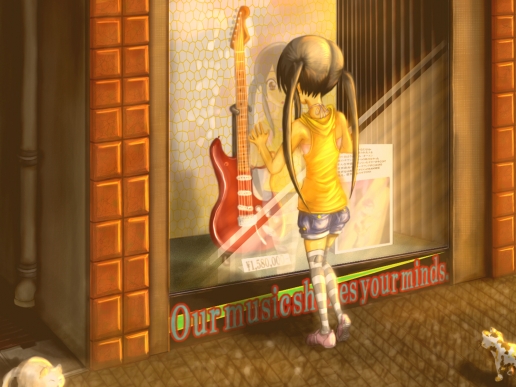 K-ON! Azusa meets her Guitar